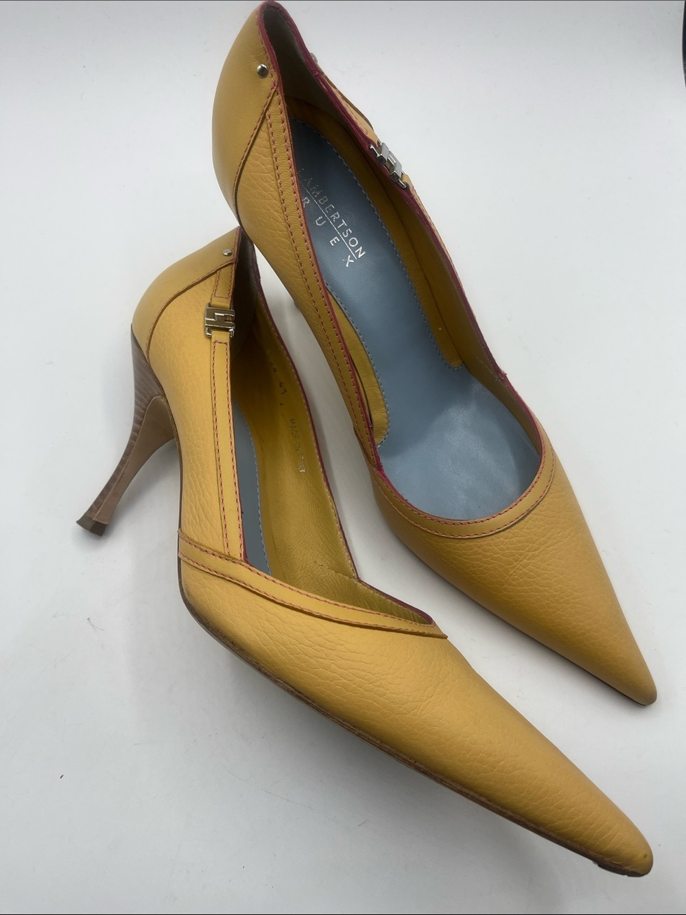 LAMBERTSON TRUEX Tan (Yellowish) Leather Pointed-Toe Pumps